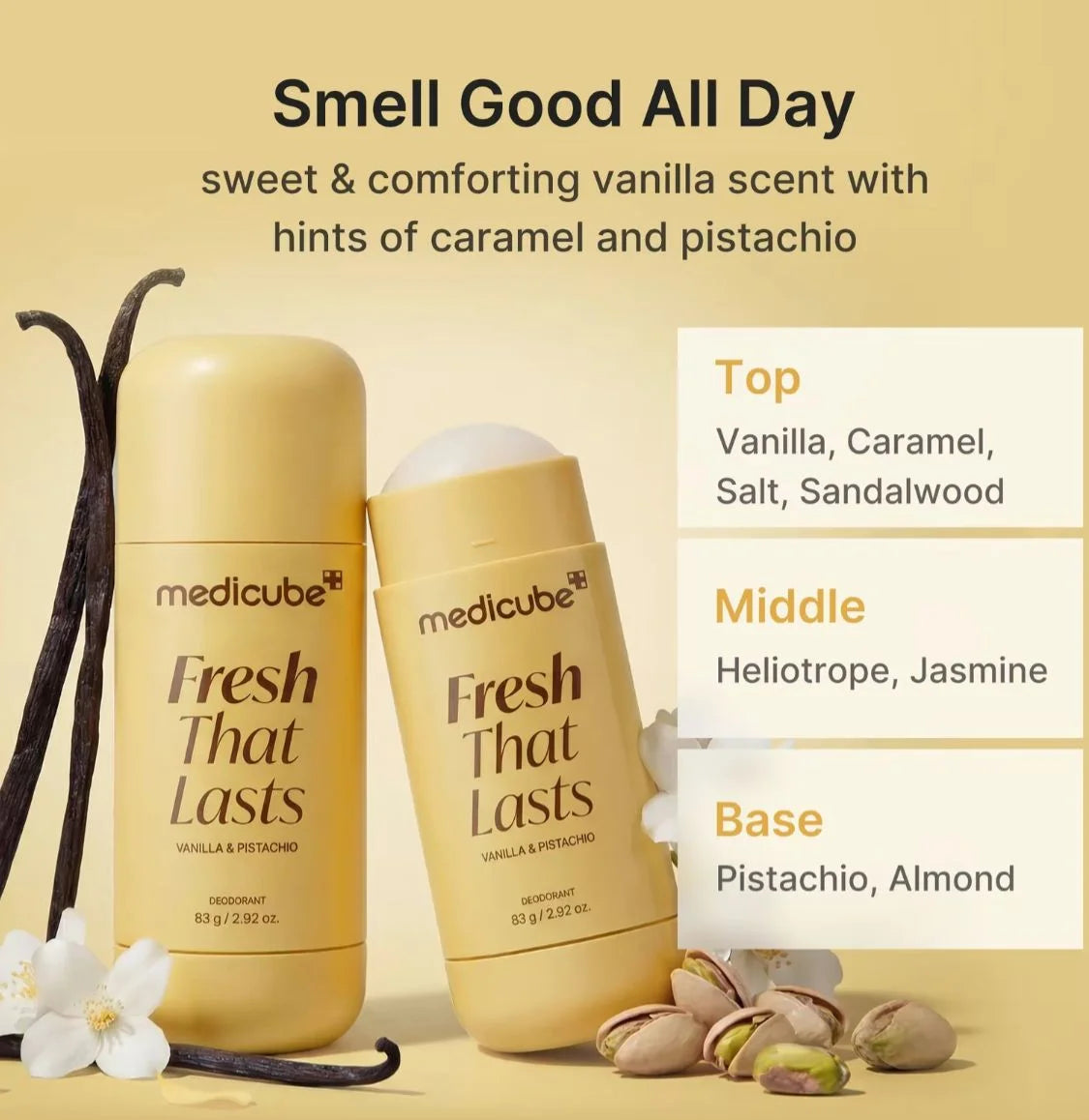 Vanilla Pistachio Deodorant 24H Odor Control - Aluminum-Free - Fresh That Lasts